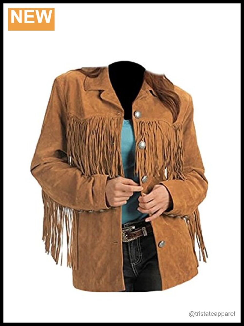 Women's Suede Leather Fringed Jacket Fashion Poncho Coat